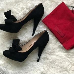 Valentino couture bow suede pumps 8